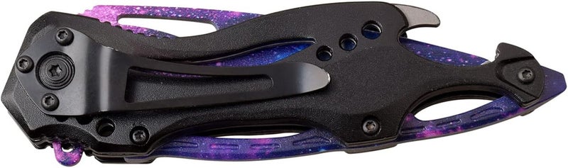 MTECH USA Folding Knife, 3.75-Inch Half-Serrated Blade, Titanium Coating, Glass Breaker, Pocket Clip - Image 2