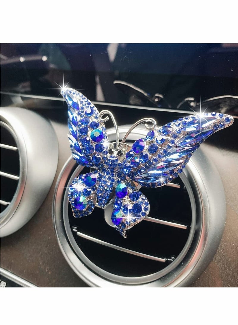 Excefore Car Air Vent Clip Charms, 2 PCS Butterfly Car Diffuser Air Freshener with Vent Clip,Bling Car Accessories for Women-Butterfly Big - Image 2