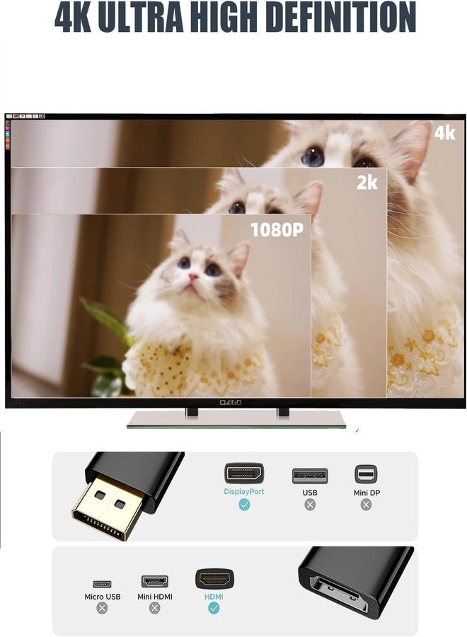 PANPEO 1-Pack DP to HDMI Adapter, 4K 60Hz DisplayPort to HDMI Cable Gold-Plated, Uni-Directional Passive Adapter Compatible with Laptop, PC, Desktop, Monitor, Projector, TV (GPU/AMD/NVIDIA) - Image 4