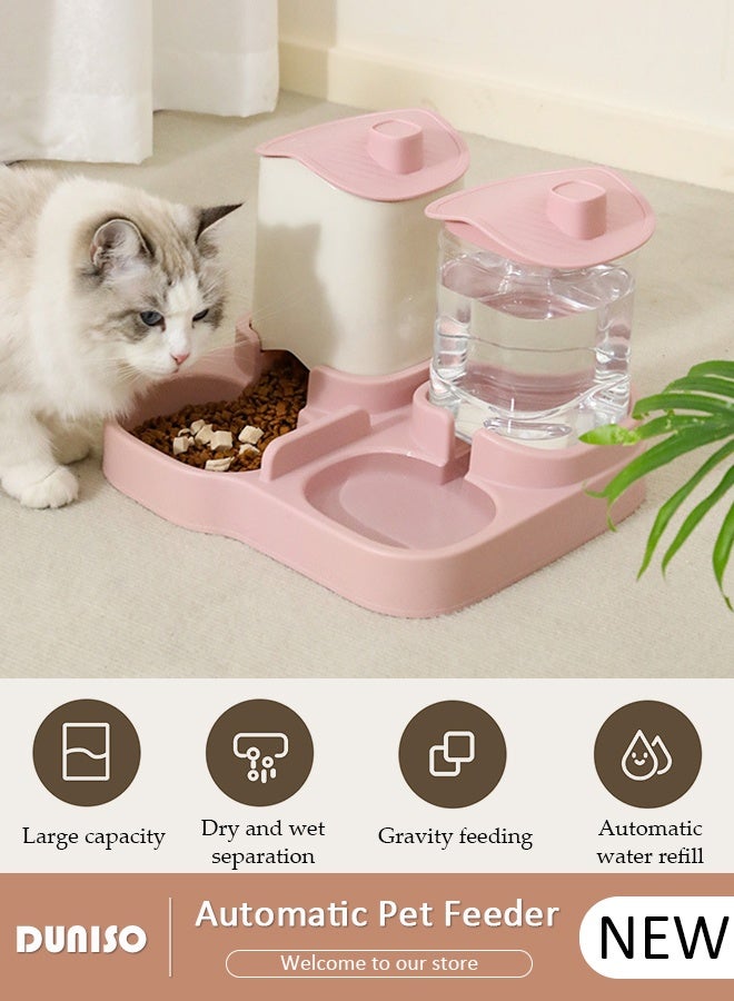 DUNISO Pet Feeder and Water Dispenser Set, Automatic Cat Feeder, Water Dispenser, with Pet Food Bowl, for Small Medium Dog Puppy Kitten Rabbit - Image 1