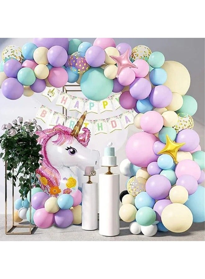 Zeemey 147Pcs Unicorn Birthday Balloons Arch Garland Kit Unicorn Balloon Pink Purple Blue Confetti Balloons Happy Birthday Banner & 8Tools for Girls Unicorn Birthday Party Decorations - Image 2