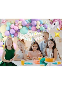 Zeemey 147Pcs Unicorn Birthday Balloons Arch Garland Kit Unicorn Balloon Pink Purple Blue Confetti Balloons Happy Birthday Banner & 8Tools for Girls Unicorn Birthday Party Decorations  - Image 4