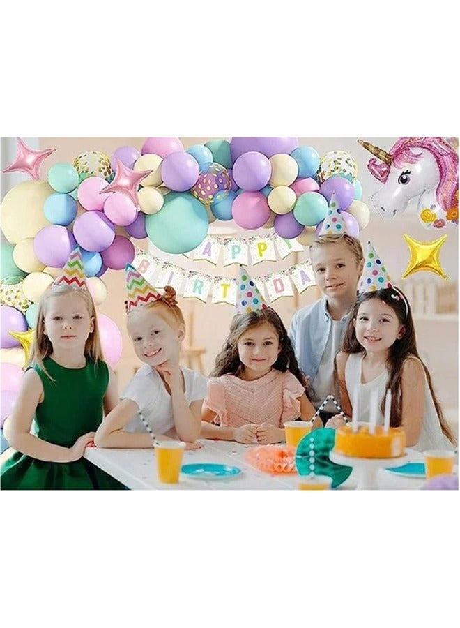 Zeemey 147Pcs Unicorn Birthday Balloons Arch Garland Kit Unicorn Balloon Pink Purple Blue Confetti Balloons Happy Birthday Banner & 8Tools for Girls Unicorn Birthday Party Decorations - Image 4