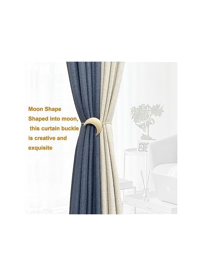 The Bros - Curtain Tiebacks, Magnetic Decorative Rope Holdbacks 1 Pair Gold Moon and Star Shape Window Curtain Drape Clips for Bedroom Home Office - Image 1