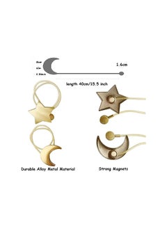 The Bros Curtain Tiebacks, Magnetic Decorative Rope Holdbacks 1 Pair Gold Moon and Star Shape Window Curtain Drape Clips for Bedroom Home Office  - Image 2