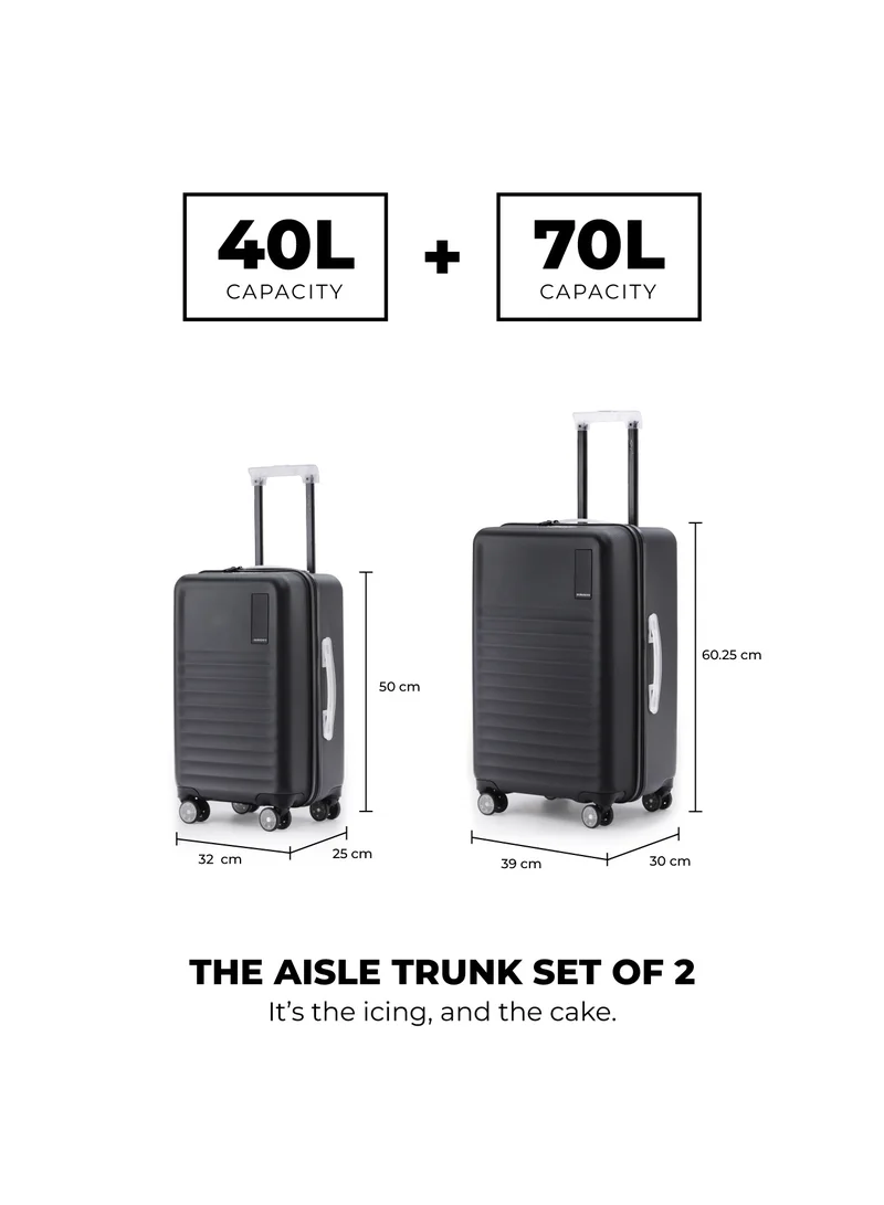 Mokobara The Aisle Trunk Set Of 2 - Durable Polycarbonate Material | Money Moves, Black
