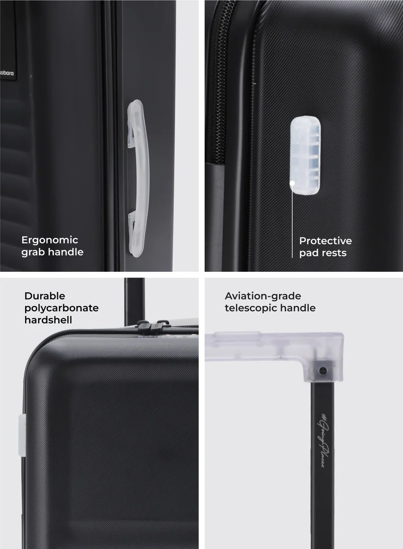 Mokobara The Aisle Trunk Set Of 2 - Durable Polycarbonate Material | Money Moves, Black