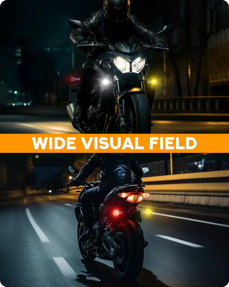 PBYMT Motorcycle Bullet Front Rear Turn Signal White Amber Light SMD Motoecycle Rear Blinker Indicator Compatible with Honda Yamaha Suzuki Kawasaki（4 Pcs） - Image 2