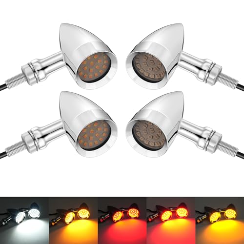 PBYMT Motorcycle Bullet Front Rear Turn Signal White Amber Light SMD Motoecycle Rear Blinker Indicator Compatible with Honda Yamaha Suzuki Kawasaki（4 Pcs） - Image 1