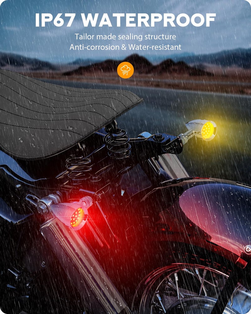 PBYMT Motorcycle Bullet Front Rear Turn Signal White Amber Light SMD Motoecycle Rear Blinker Indicator Compatible with Honda Yamaha Suzuki Kawasaki（4 Pcs） - Image 3