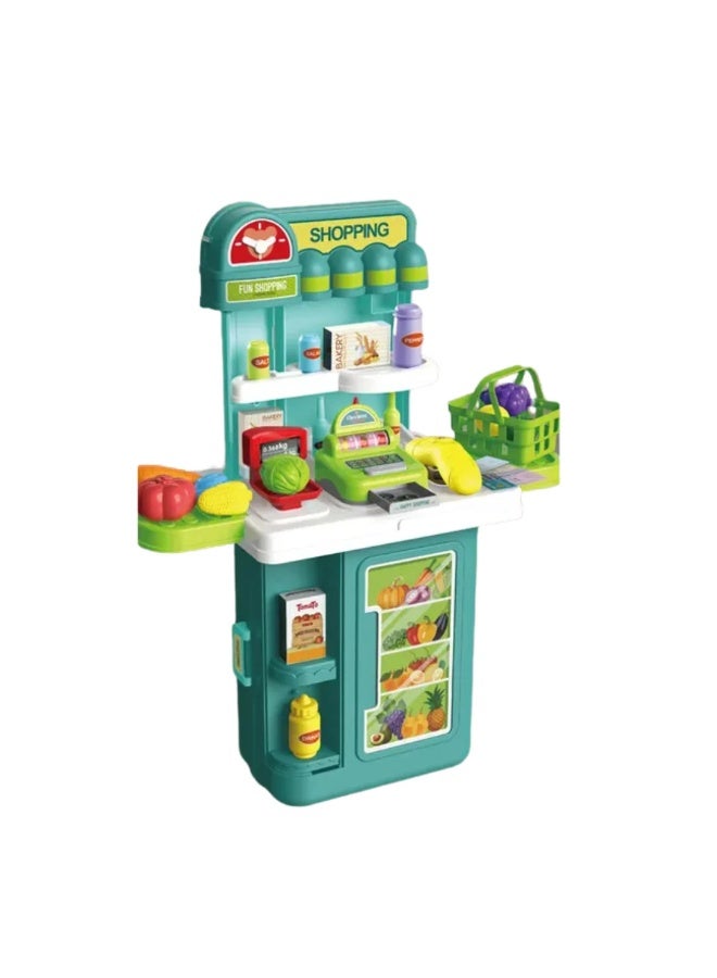 Stem 4-in-1 Supermarket Trolley Case – Pretend Play Shopping Set for Kids – Mobile Suitcase Design - Image 2