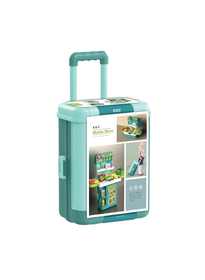Stem 4-in-1 Supermarket Trolley Case – Pretend Play Shopping Set for Kids – Mobile Suitcase Design - Image 3