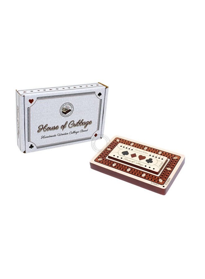 House of Cribbage - 2 Track - Wooden Travel/Pocket Size Cribbage Board - 4 Inch - Inlaid in Maple Wood/Bloodwood with Storage Space for Cribbage Pegs - 60 Points - Non Continuous - Image 4
