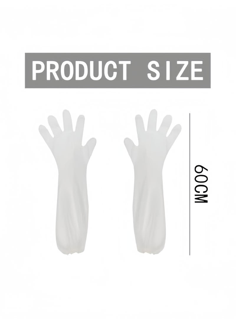 60 Packs Long Sleeve Gloves, Stretchy Disposable Gloves, Disposable Soft Plastic Film Gloves, Extra Long Cuff 60 cm  - Image 3