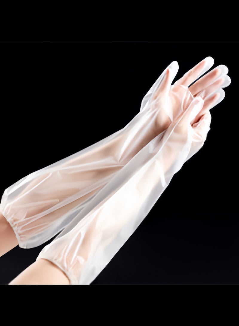 60 Packs Long Sleeve Gloves, Stretchy Disposable Gloves, Disposable Soft Plastic Film Gloves, Extra Long Cuff 60 cm  - Image 2
