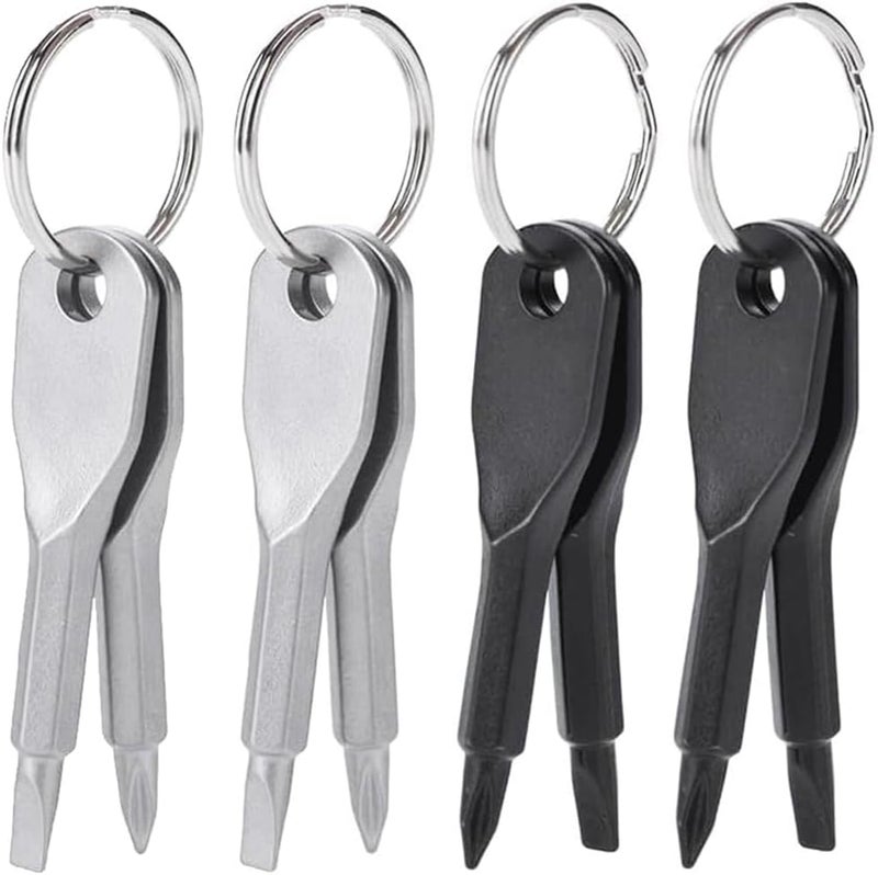 Eyech 8Pcs Mini Keychain ScrewdriverOutdoor Portable EDC Multifunction Screwdriver Set Flat Head  Phillips Screwdriver Wrench Tool with Key Ring  - Image 1