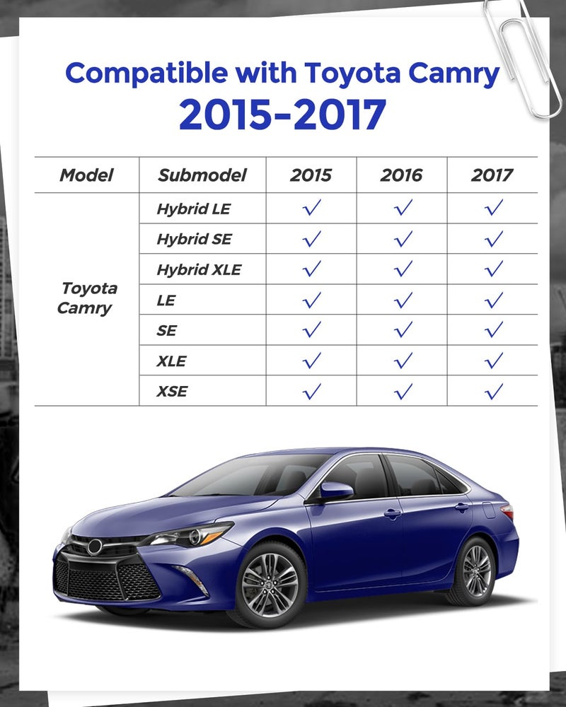 BAMACAR Floor Mats Cargo Liner for Toyota Camry 2017 2016 2015 LE/SE/XSE/XLE, All Weather Floor Liner for Camry 2015-2017Car Accessories, Waterproof Automotive Rubber Heavy Duty Trunk Mat Anti-Slip - Image 2