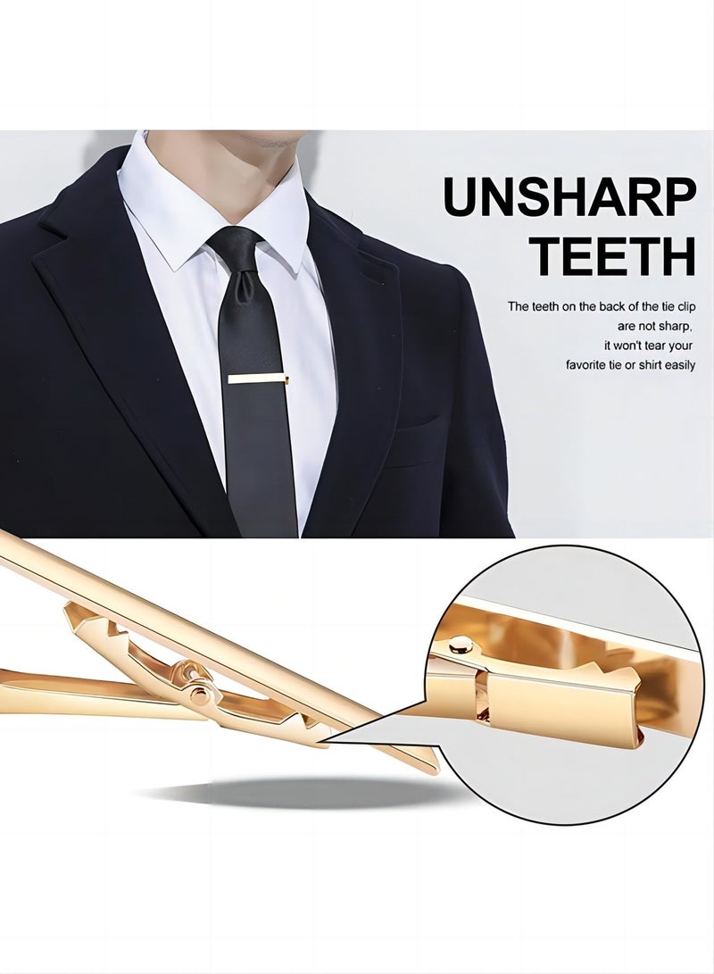 Men's Tie Clips 3-Pack Metal Tie Tack Bar Black Gold Silver Simple Design for Wedding Business Daily Use - Image 3