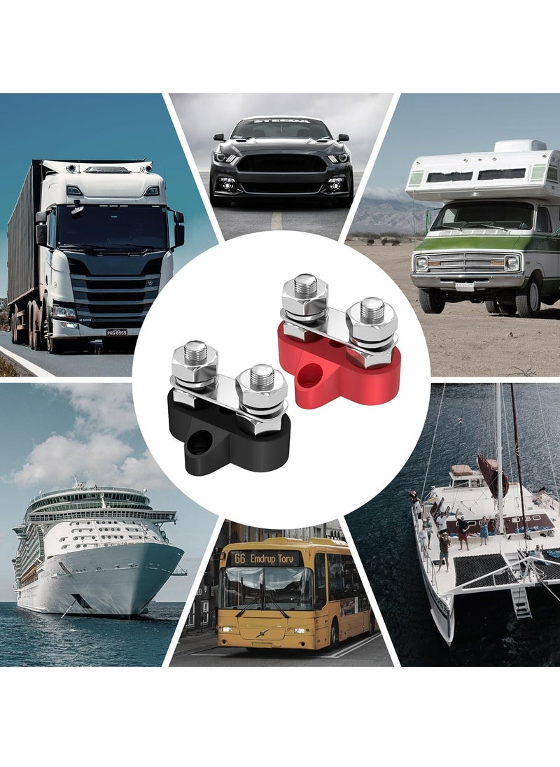 5/16" Bus Bar 12V 200A Battery Power Distribution Terminal Block M8 Dual Studs Junction Block Post Positive&Negative Busbar for Auto Car Marine Boat