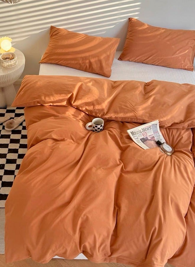 4-Piece Pure Cotton Solid Color Minimalist Style Comfortable Set King Size 220x240cm  - Image 1