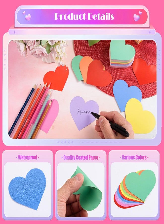 MixTeach 180Pcs Valentine Heart Paper Cutouts, 9 Color - Image 3