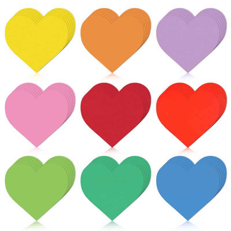 MixTeach 180Pcs Valentine Heart Paper Cutouts, 9 Color - Image 1