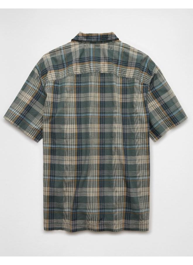 American Eagle - Checked Plaid Button-Up Poolside Shirt - Image 1