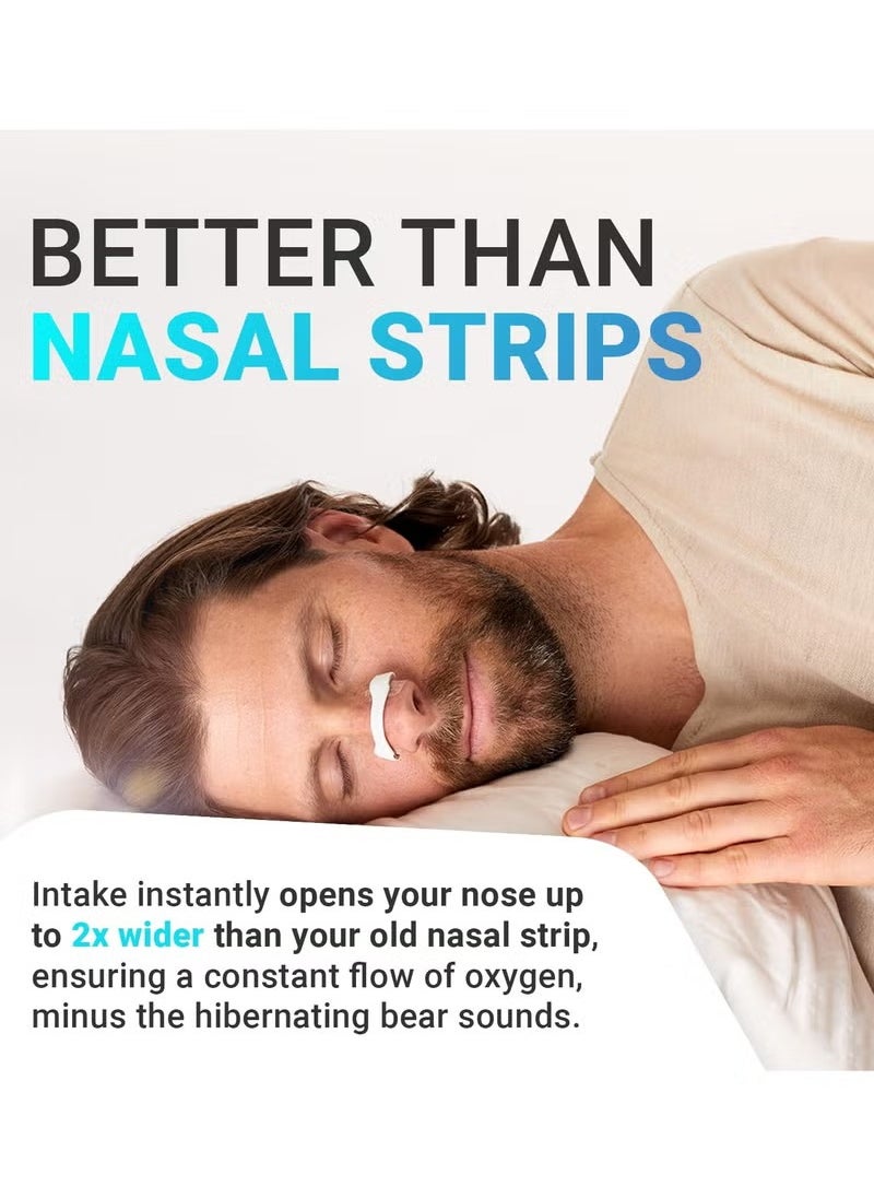 Intake Breathing - Nasal Strip Starter Kit (15 Count, White) - Boost Oxygen Intake, Reduce Snoring, Improve Sleep Quality - Sweat Resistant, Skin Safe Nasal Strips - Extra Strength Snoring Solution - Image 1
