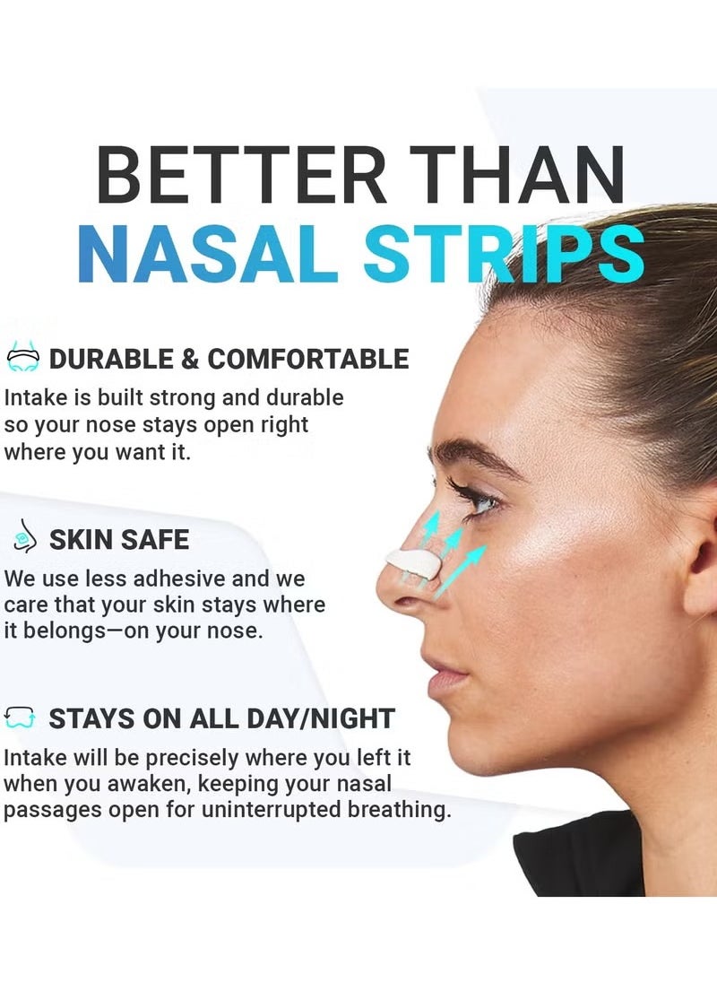 Intake Breathing - Nasal Strip Starter Kit (15 Count, White) - Boost Oxygen Intake, Reduce Snoring, Improve Sleep Quality - Sweat Resistant, Skin Safe Nasal Strips - Extra Strength Snoring Solution - Image 1