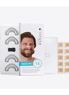 Nasal Strip Starter Kit (15 Count, White) - Boost Oxygen Intake, Reduce Snoring, Improve Sleep Quality - Sweat Resistant, Skin Safe Nasal Strips - Extra Strength Snoring Solution
