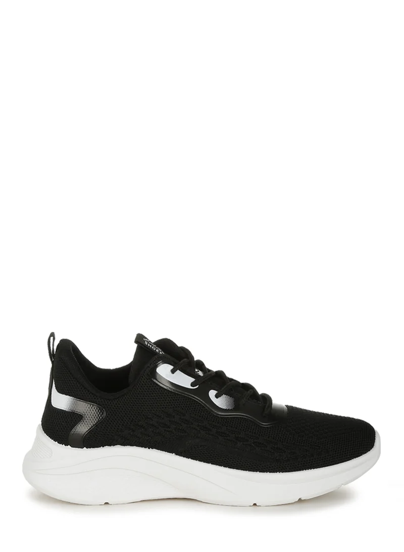 Contrasting Detail Lace-Up Sneakers in Black
