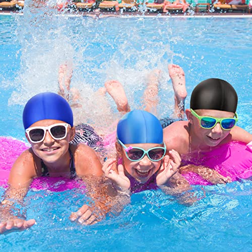 Janmercy 3 Pcs Swim Cap Kids Waterproof Silicone Swimming Caps for Girls Boys Adults Over 5 Years Old Pool Swim Hat for Toddler Children and AdultsStylish Color - Image 3