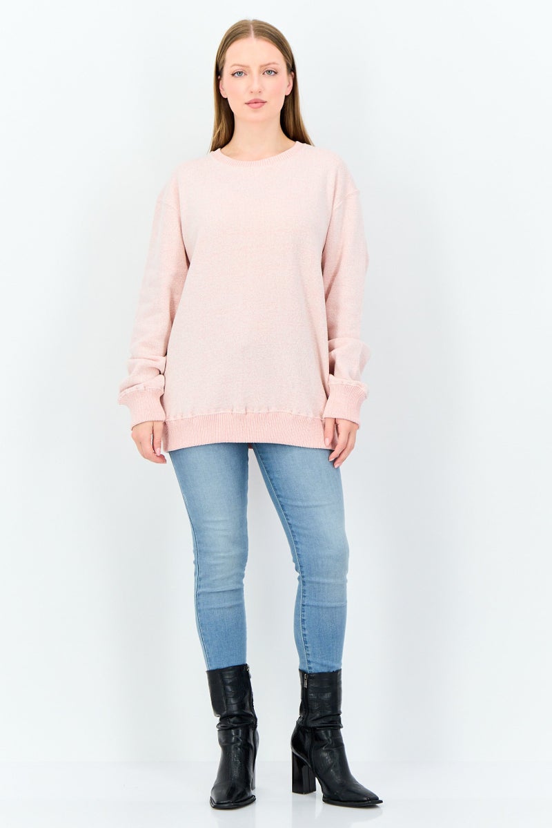 Fleece Factory Men Crew Neck Textured Long Sleeve Sweatshirt, Pink - Image 3