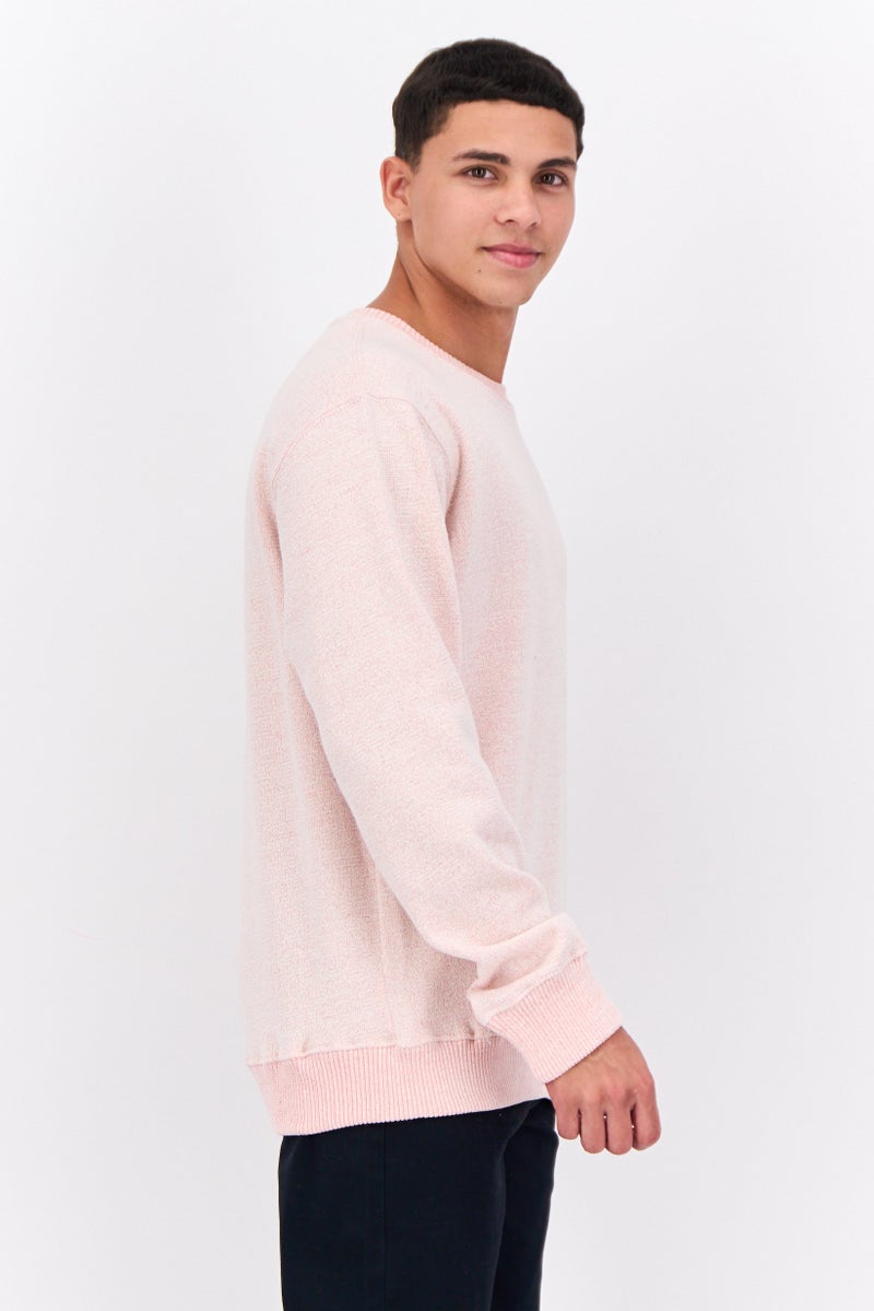 Fleece Factory سويت شيرت رجالي بأكمام طويلة وبتصميم محبوك، وردي - Image 3