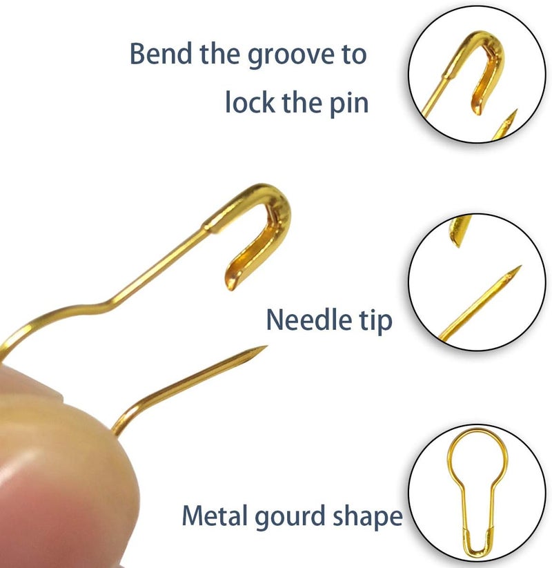 yuntop 100Pcs 21mm/0.8 Inch Small Metal Gourd Safety Pins Bulb Pin for Knitting Stitch Markers, Sewing Clothing DIY Craft Making (Gold) - Image 3