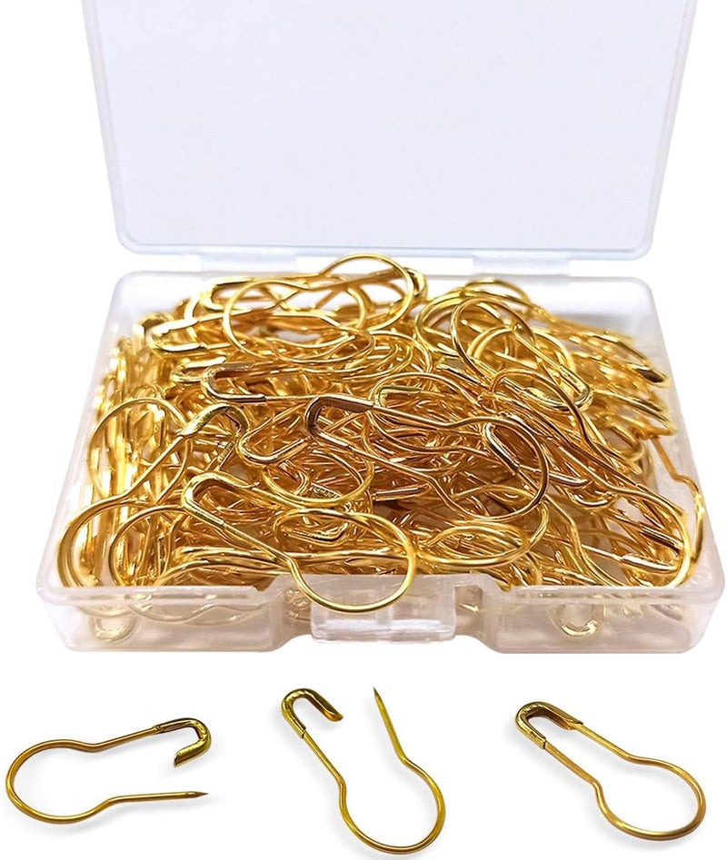 yuntop 100Pcs 21mm/0.8 Inch Small Metal Gourd Safety Pins Bulb Pin for Knitting Stitch Markers, Sewing Clothing DIY Craft Making (Gold) - Image 1