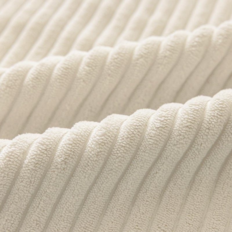 Softalker Throw Pillow Covers 18 x 18, Set of 2 - Cream Spring Decorative Soft Corduroy Striped Boho Beige Pillow Covers, White Cushion Pillow Cases for Farmhouse Decor, Couch, Easter, Bed Living Room - Image 2
