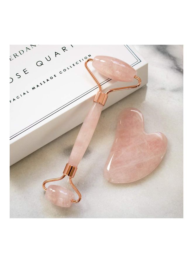 NIBEMINENT 2-Piece Jade Roller With Massager Set Pink - Image 3