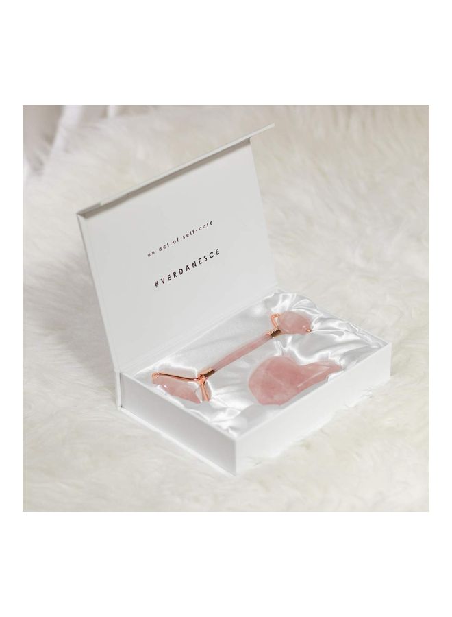 NIBEMINENT 2-Piece Jade Roller With Massager Set Pink - Image 2