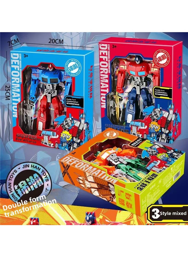 Arabest Transforming Robot Bumblebee Action Figure Toy for Boys 688-7 Optimus Prime Dual Form Transformation [3 Color Random]] 