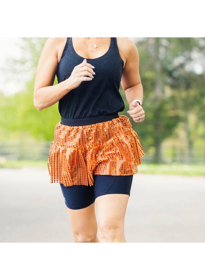 Gone For a Run Running Costume Tutu Skirt Glitter Sequined Tutu | Orange - Image 2