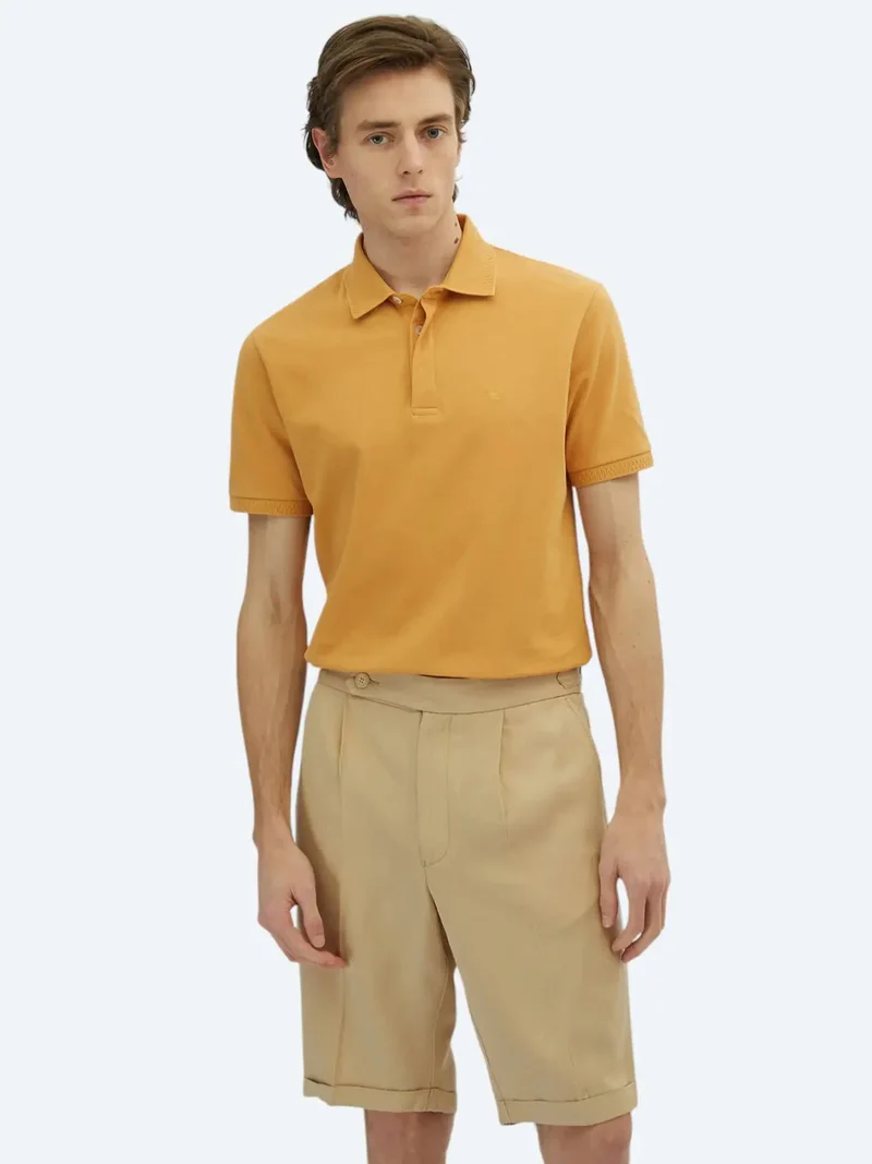 Kip Saffron Plain Polo Neck 100% Cotton T-Shirt