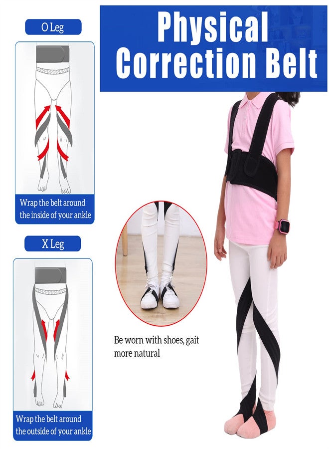O/X Leg Type Correction Belt, Elasticity Leg Posture Corrector Band Bandage Unisex Teens O/X Legs Bandage Lightweight Pediatric Straighten Belt for Day and Night Black (Large) - Image 4