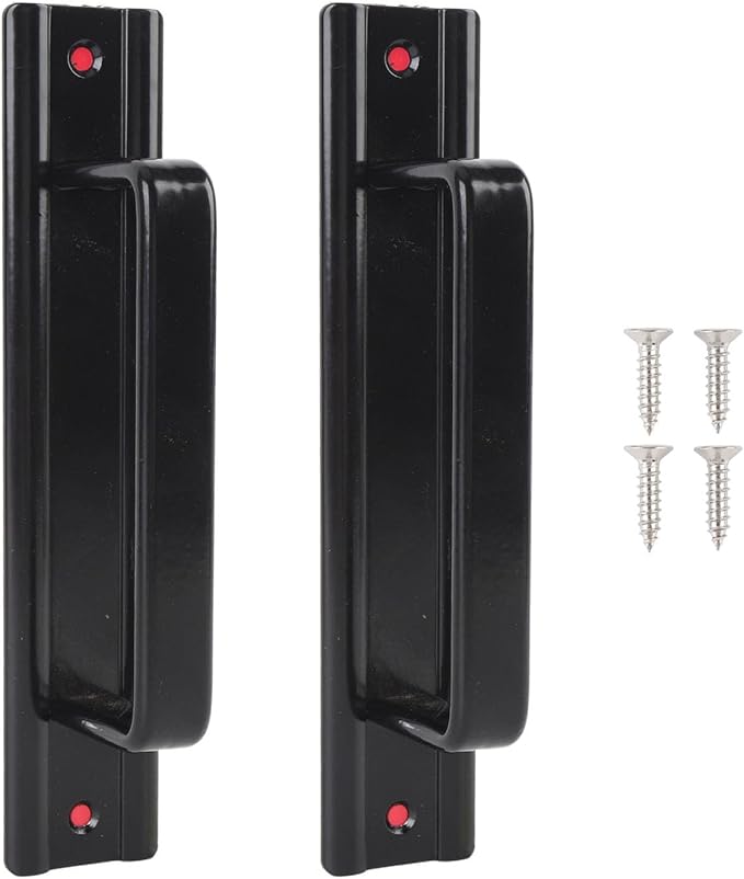 Black Aluminum Alloy Sliding Barn Door Handles Pulls for Glass Cabinet Drawer 2 Pack - Image 1