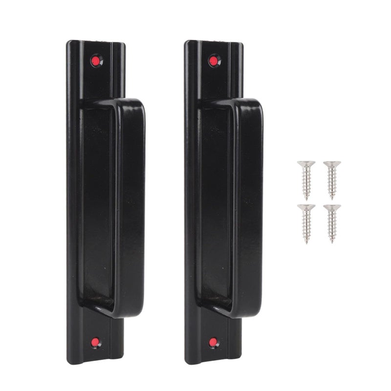 Black Aluminum Alloy Sliding Barn Door Handles Pulls for Glass Cabinet Drawer 2 Pack - Image 2