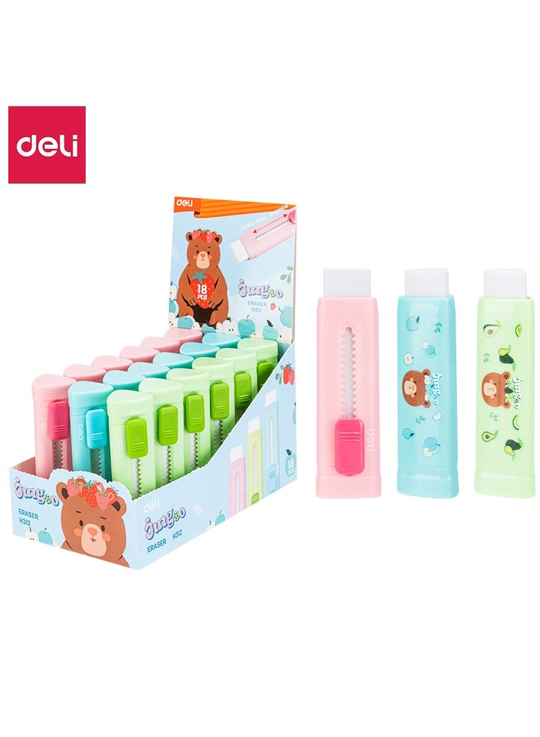 ديلي ممحاة سلايد EH312 مصنوعة من مادة TPR – مثالية للاستخدام المدرسي والرسم والمكتب، 18 قطعة/علبة - Image 1