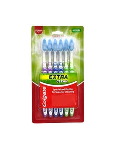 Colgate Colgate Extra Clean Toothbrush Family Pack - Medium (Pack of 6) multicolor 
