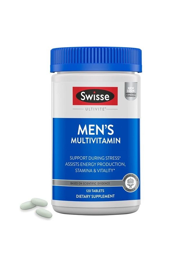 Swisse ألتيفيت يومي متعدد الفيتامينات للرجال | 50 فيتامينات، مضادات الأكسدة والمعادن + أداپتوجينات | دعم الطاقة، التوتر والمناعة | مكملات الفيتامينات للرجال | 120 قرص - Image 1