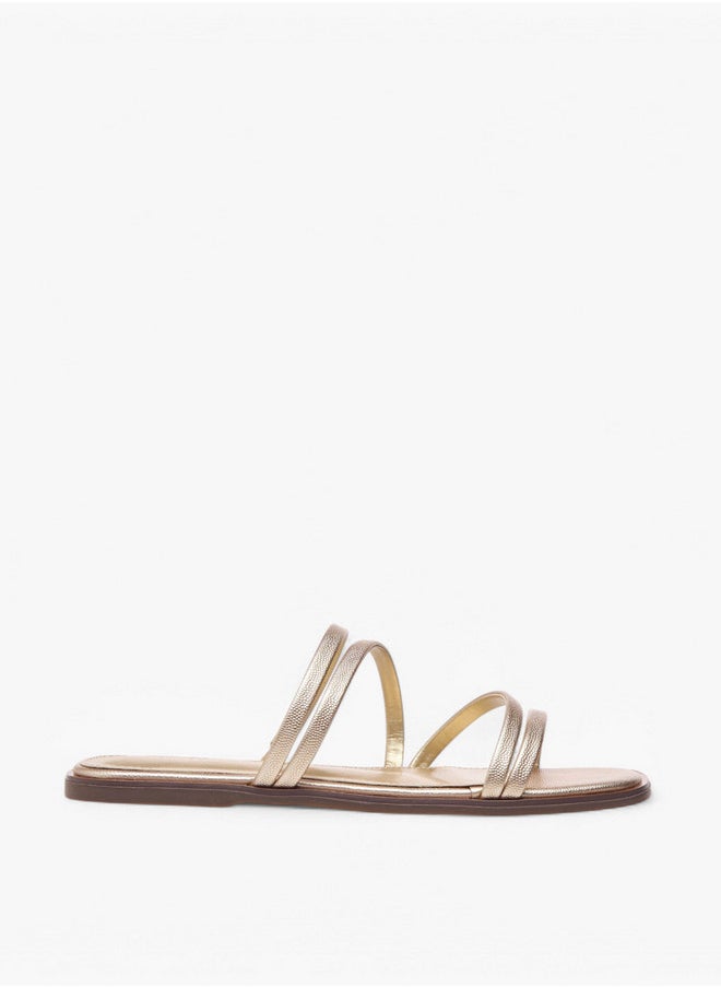 Flora Bella By Shoexpress Textured Slip-On Flat Sandals  - Image 3