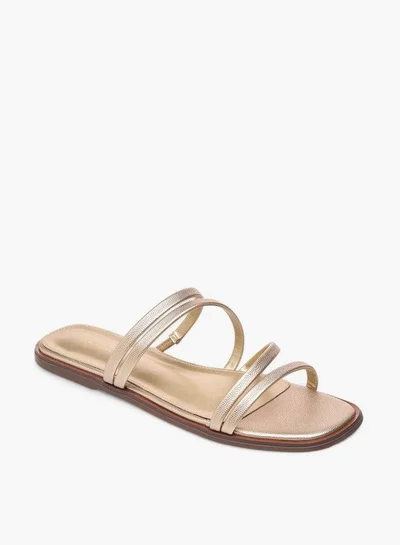 Flora Bella By Shoexpress Textured Slip-On Flat Sandals